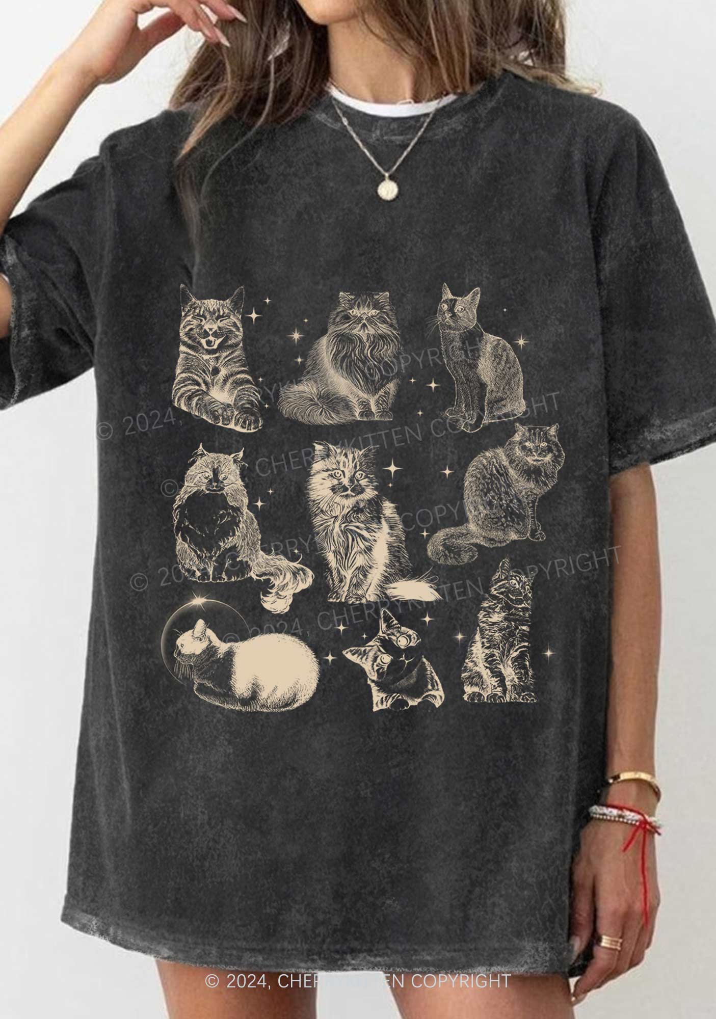Retro Kitten Y2K Washed Tee Cherrykitten