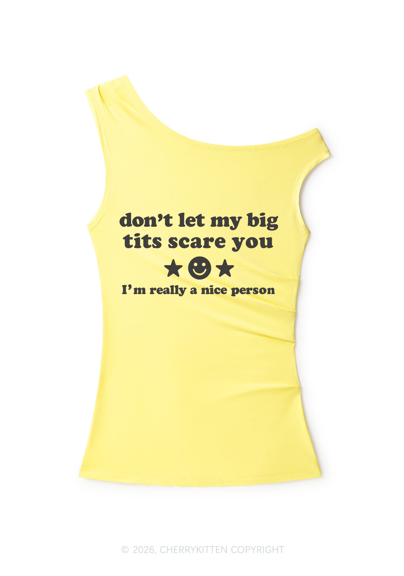 Dont Let My Big Txts Scare You Y2K Off Shoulder Tank Top Cherrykitten
