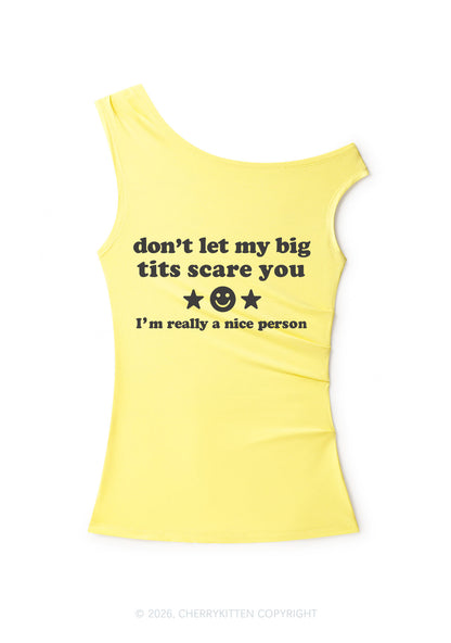 Dont Let My Big Txts Scare You Y2K Off Shoulder Tank Top Cherrykitten