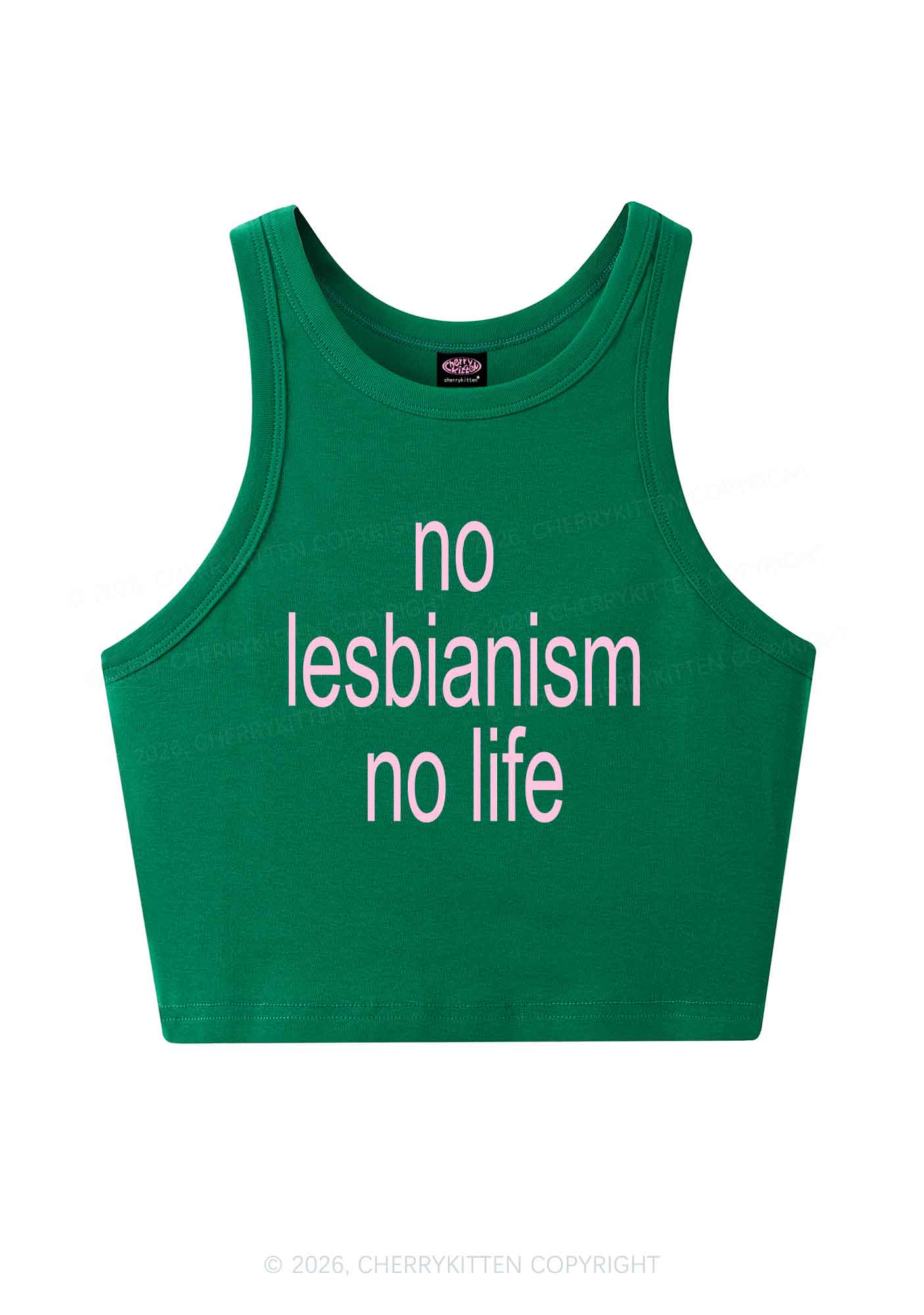 No Lesbianism No Life Pride Y2K Crop Tank Top Cherrykitten