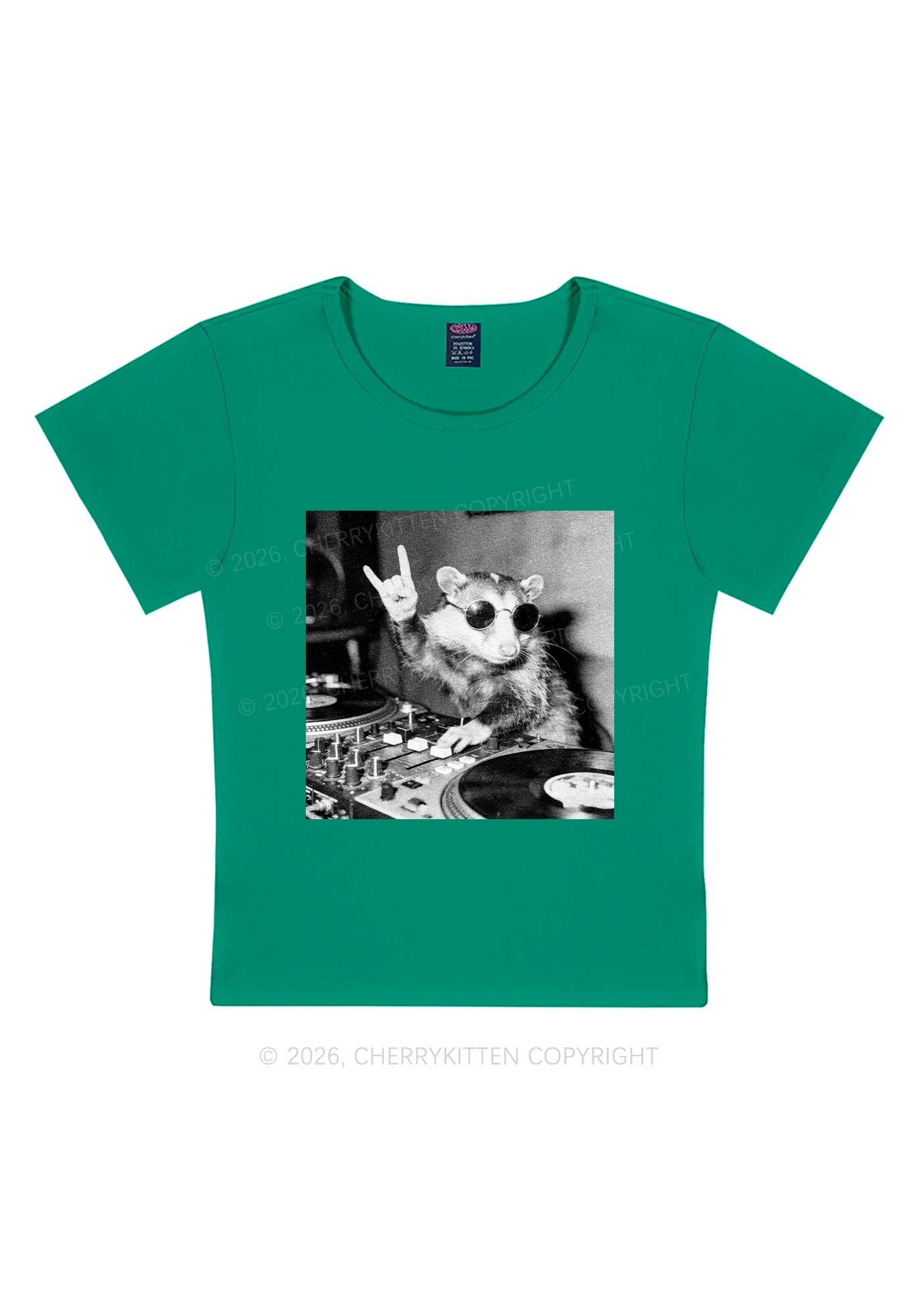 DJ Possum Y2K Baby Tee Cherrykitten