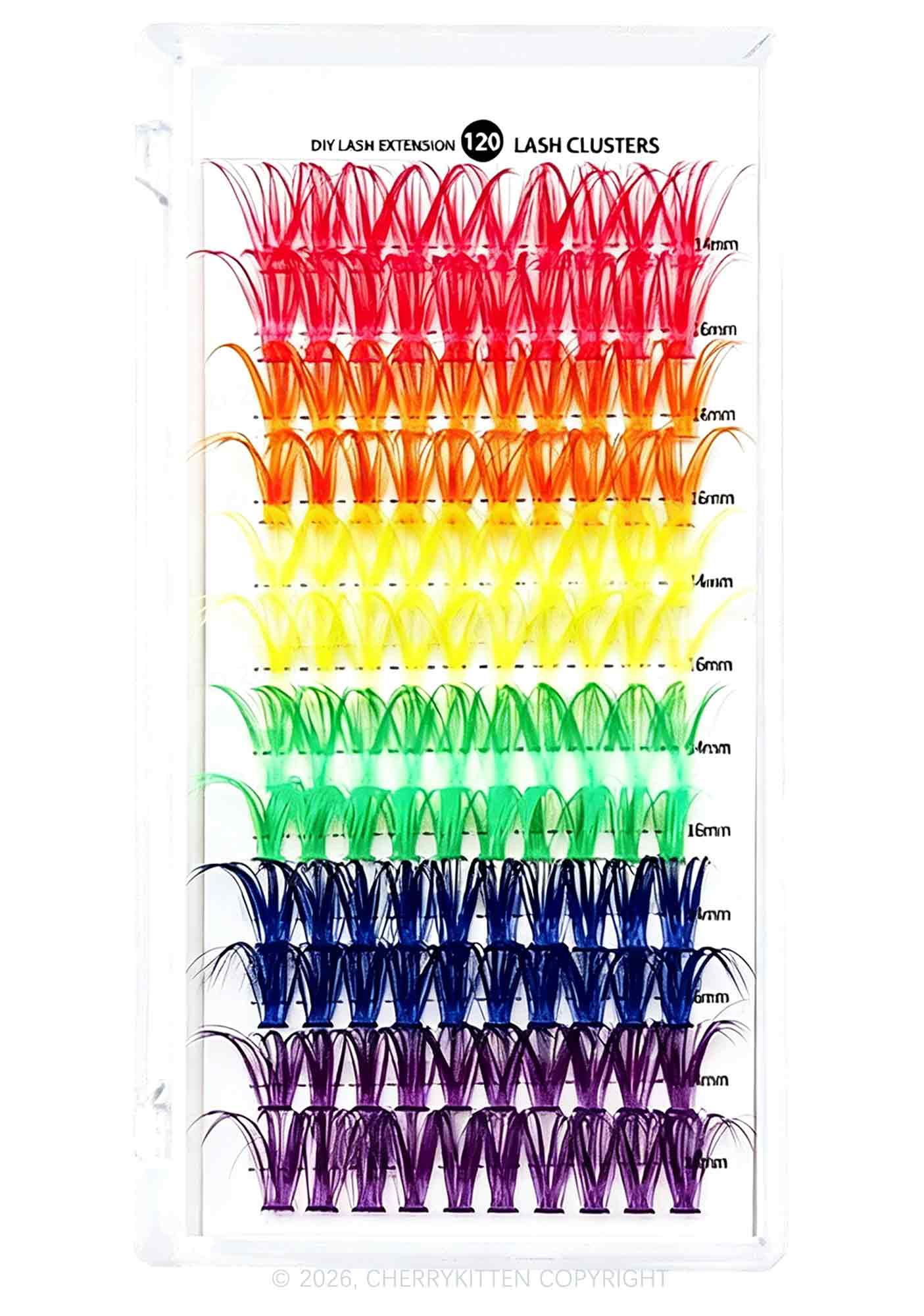 DIY Rainbow Lash Clusters 120pcs Y2K Individual Eyeslash Extensions Cherrykitten