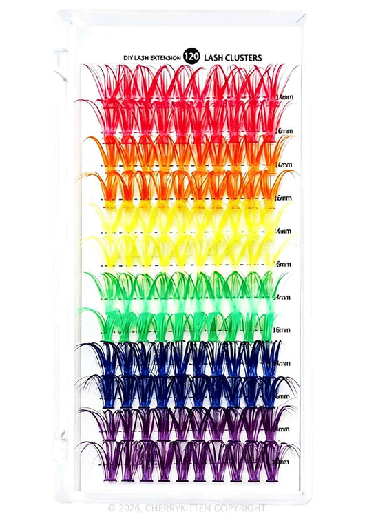 DIY Rainbow Lash Clusters 120pcs Y2K Individual Eyeslash Extensions Cherrykitten
