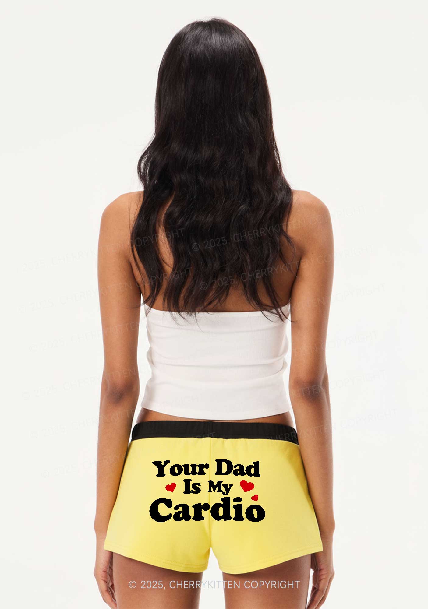 Your Dad Is My Cardio Y2K Drawstring Mini Shorts Cherrykitten