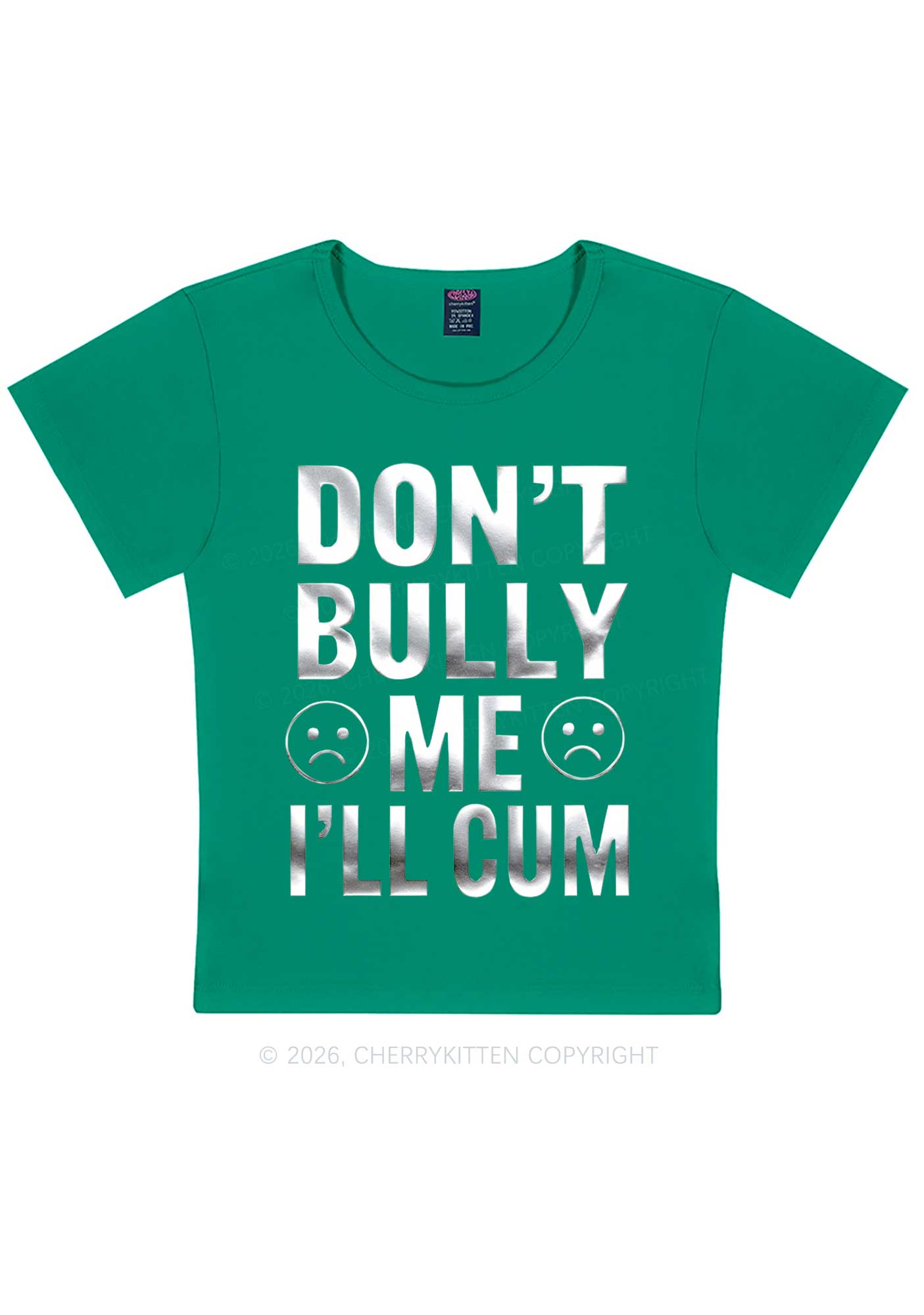 Dont Bully Me Silver Foil Printed Y2K Baby Tee Cherrykitten