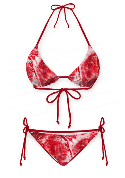 Beef Steak Texture Y2K Print Bikini Set Cherrykitten