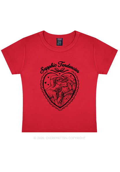 Sapphic Tendencies Art Pride Y2K Baby Tee Cherrykitten