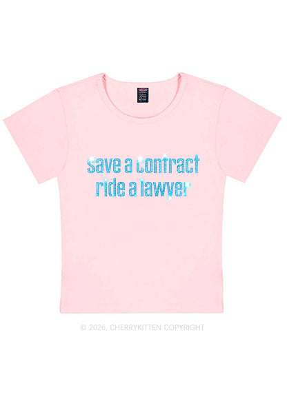 Rhinestone Ride A Lawyer Y2K Baby Tee Cherrykitten
