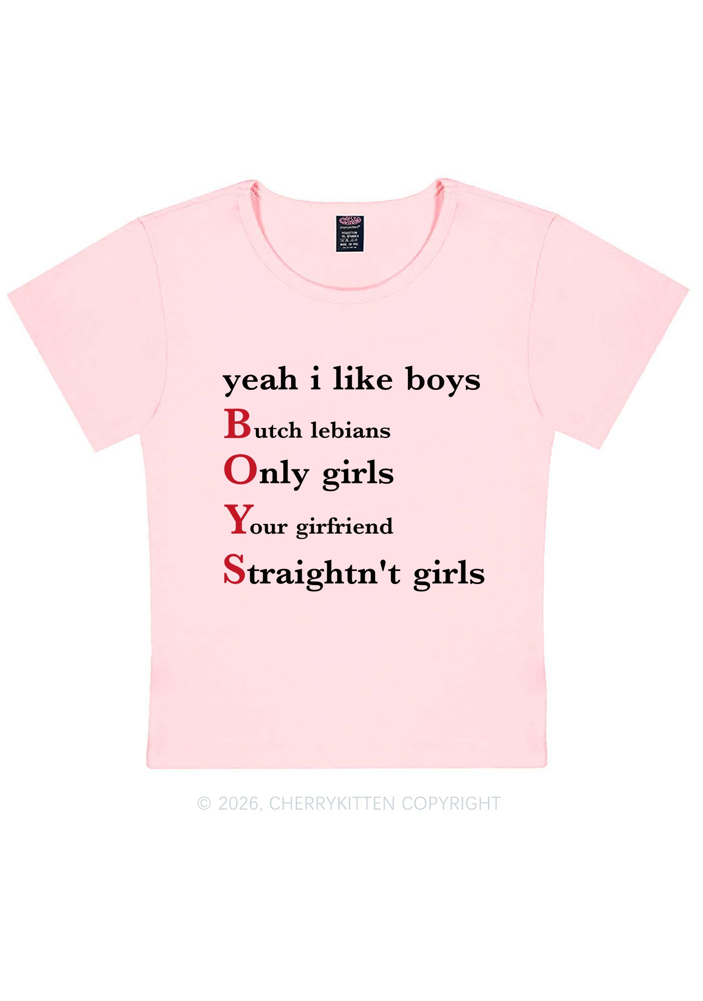 Yeah I Like Boys Pride Y2K Baby Tee Cherrykitten