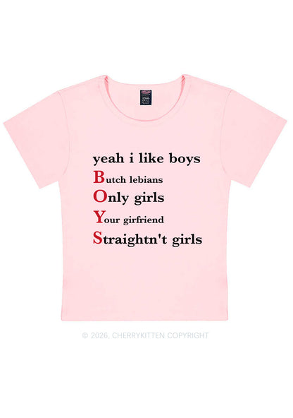 Yeah I Like Boys Pride Y2K Baby Tee Cherrykitten
