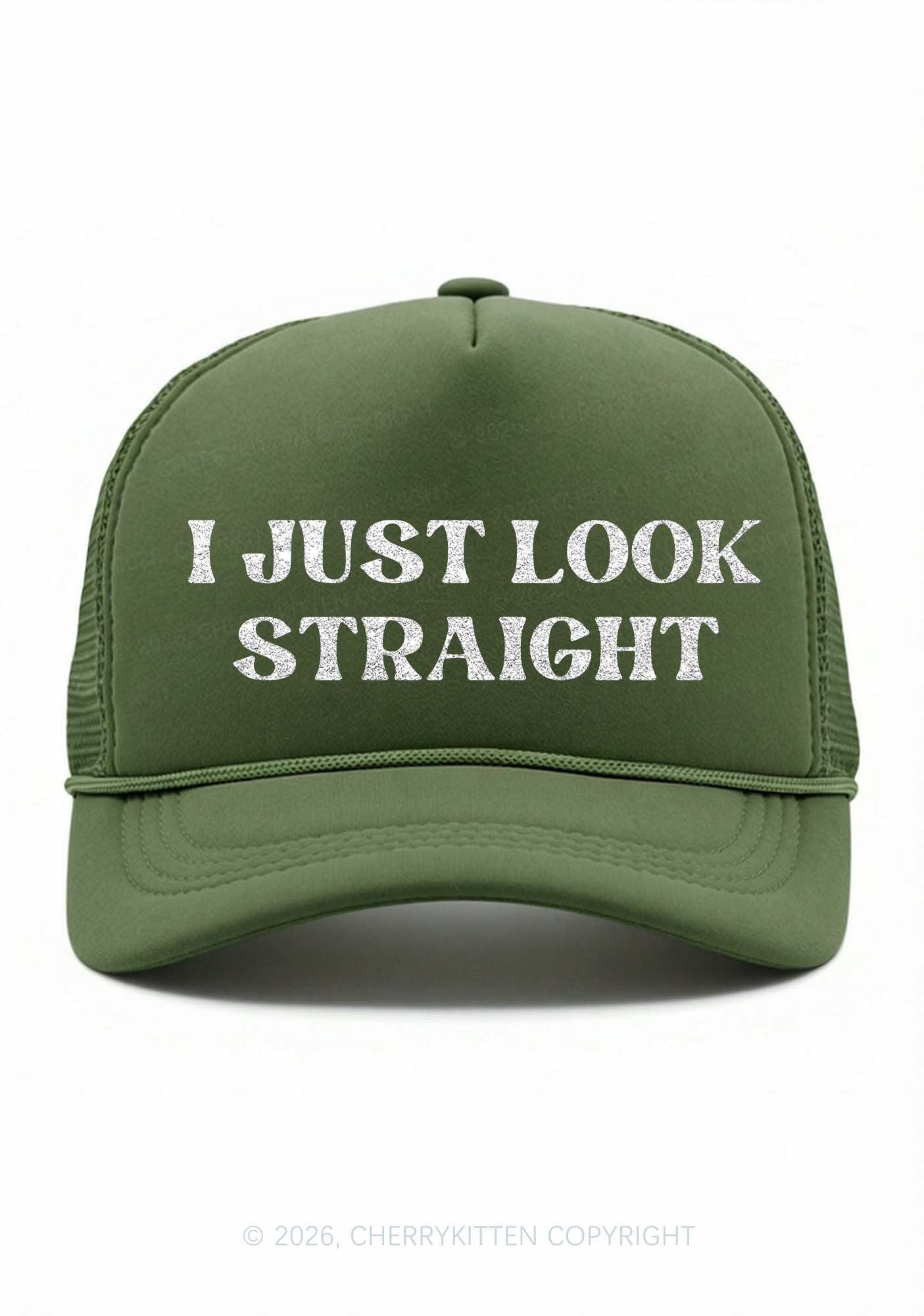 Glitter I Just Look Straight Pride Y2K Trucker Hat Cherrykitten