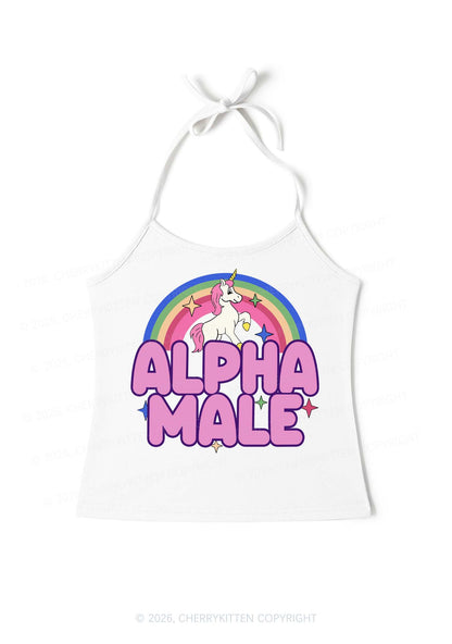 Rainbow Unicorn Alpha Male Y2K Halter Neck Cami Cherrykitten