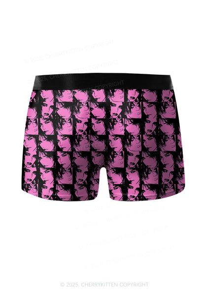 Pink Custom Portrait Valentine's Day Y2K Print Couples Boxer Briefs Set Cherrykitten