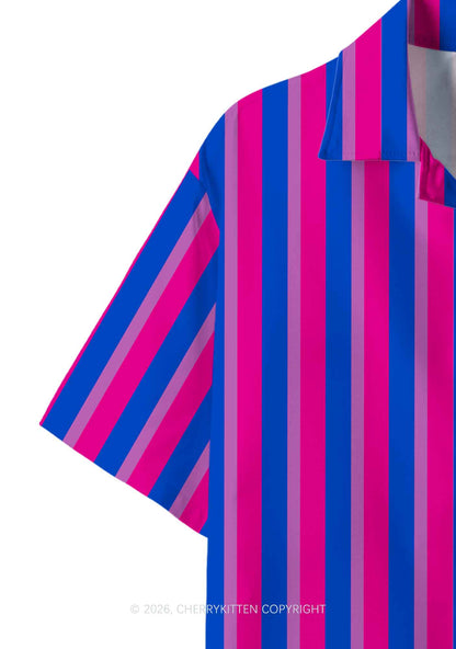 Bisexual Flag Pride Y2K Print Hawaiian Shirt Cherrykitten