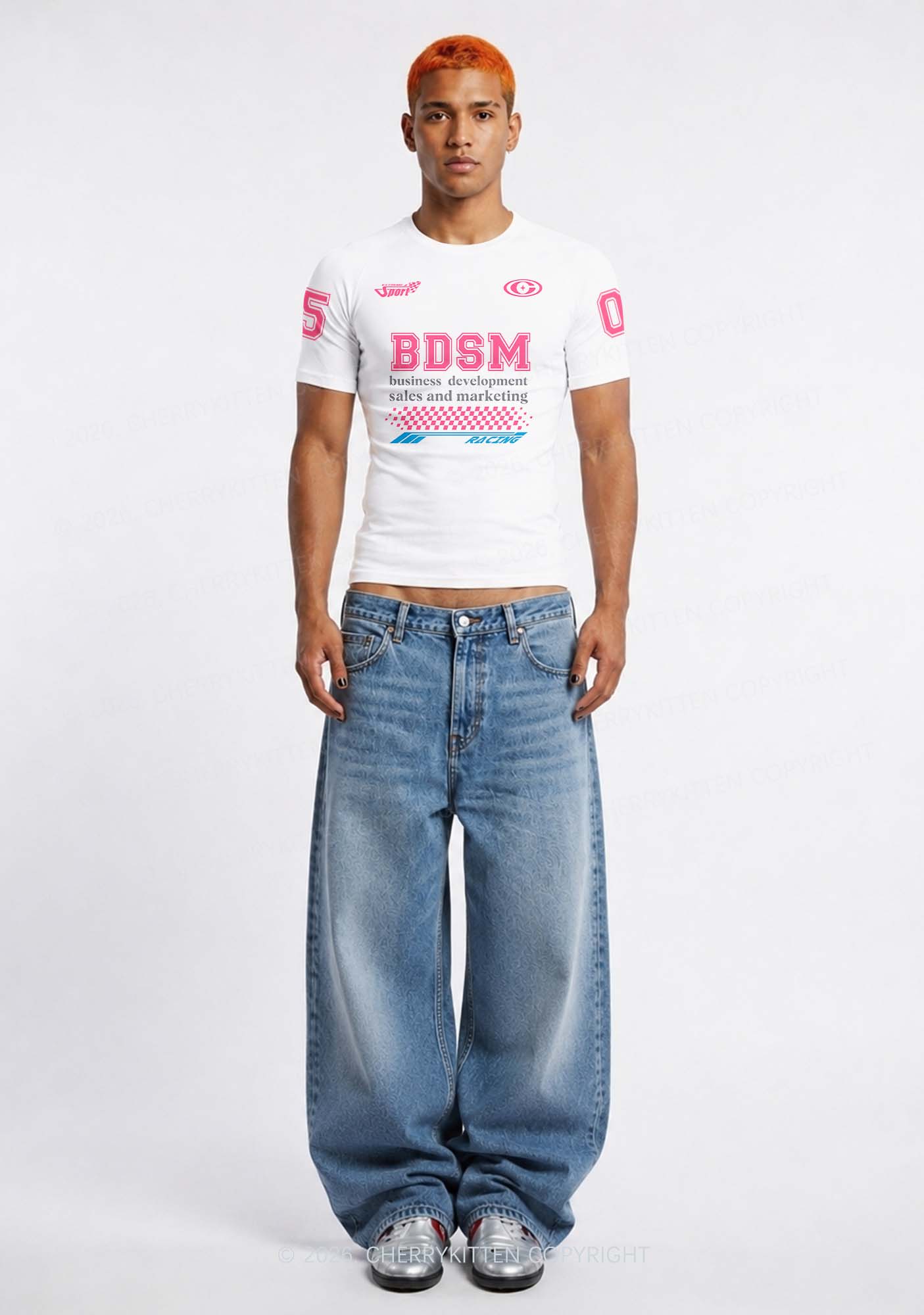 Pink BDSM Y2K Football Jersey Shirts Cherrykitten