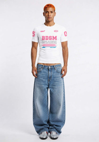 Pink BDSM Y2K Football Jersey Shirts Cherrykitten