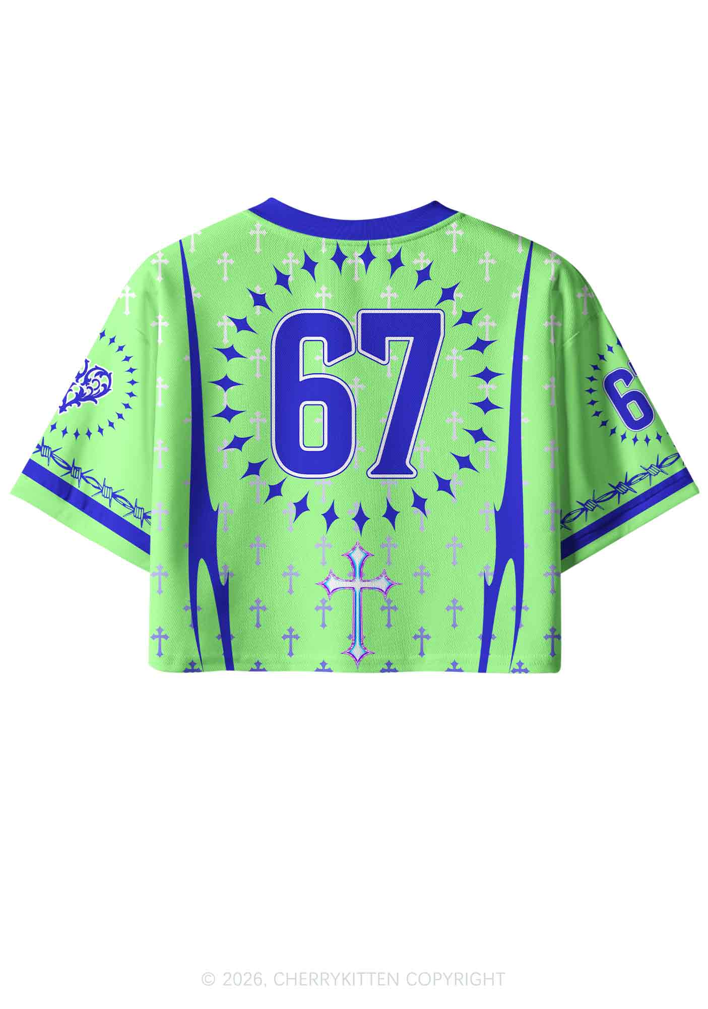 Cxxt Sun Moon Rising Y2K Crop Sport Jersey Shirts Cherrykitten