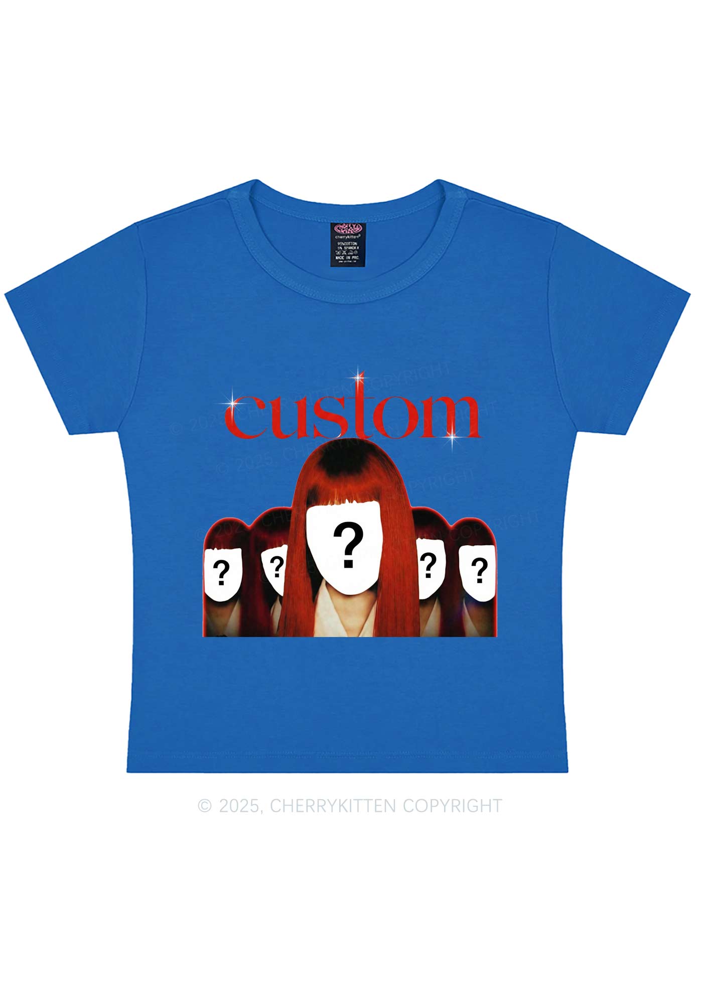 Custom Five Portraits Y2K Baby Tee Cherrykitten