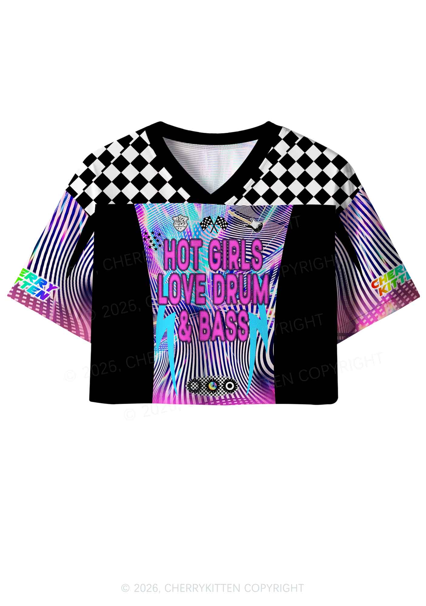 Hot Girls Love Drum And Bass Y2K Crop Sport Jersey Shirts Cherrykitten