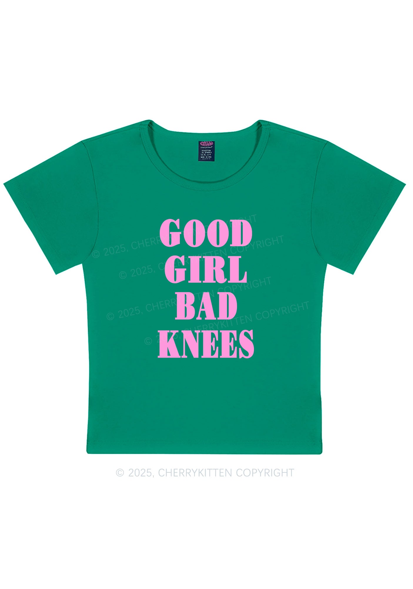 Good Girl Bad Knees Y2K Baby Tee Cherrykitten