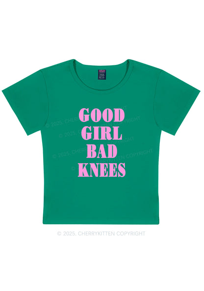 Good Girl Bad Knees Y2K Baby Tee Cherrykitten