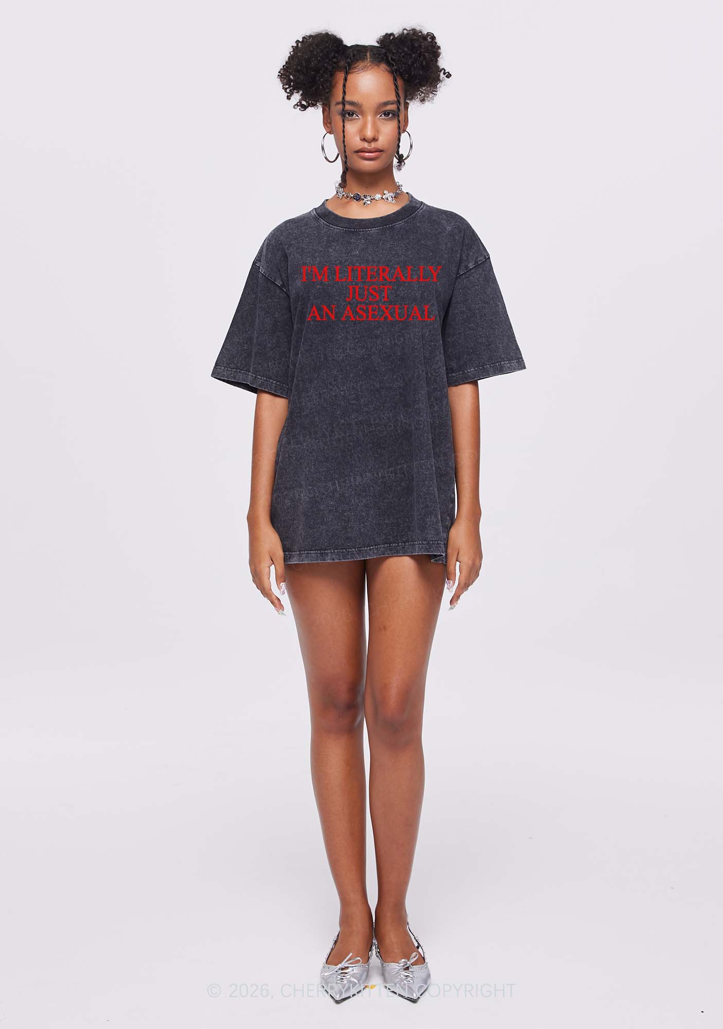 Im Literally Just An Asexual Pride Y2K Shirts Washed Tee Cherrykitten