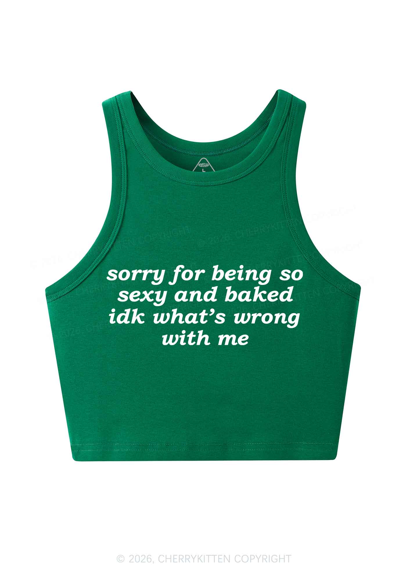 Sorry For Being So Baked Y2K Crop Tank Top Cherrykitten