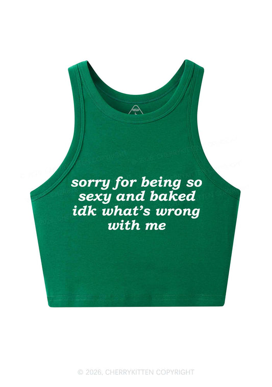 Sorry For Being So Baked Y2K Crop Tank Top Cherrykitten
