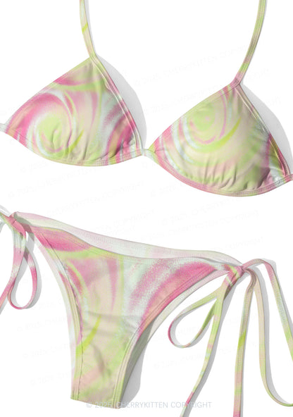 Pink Swirl Y2K Print Bikini Set Cherrykitten
