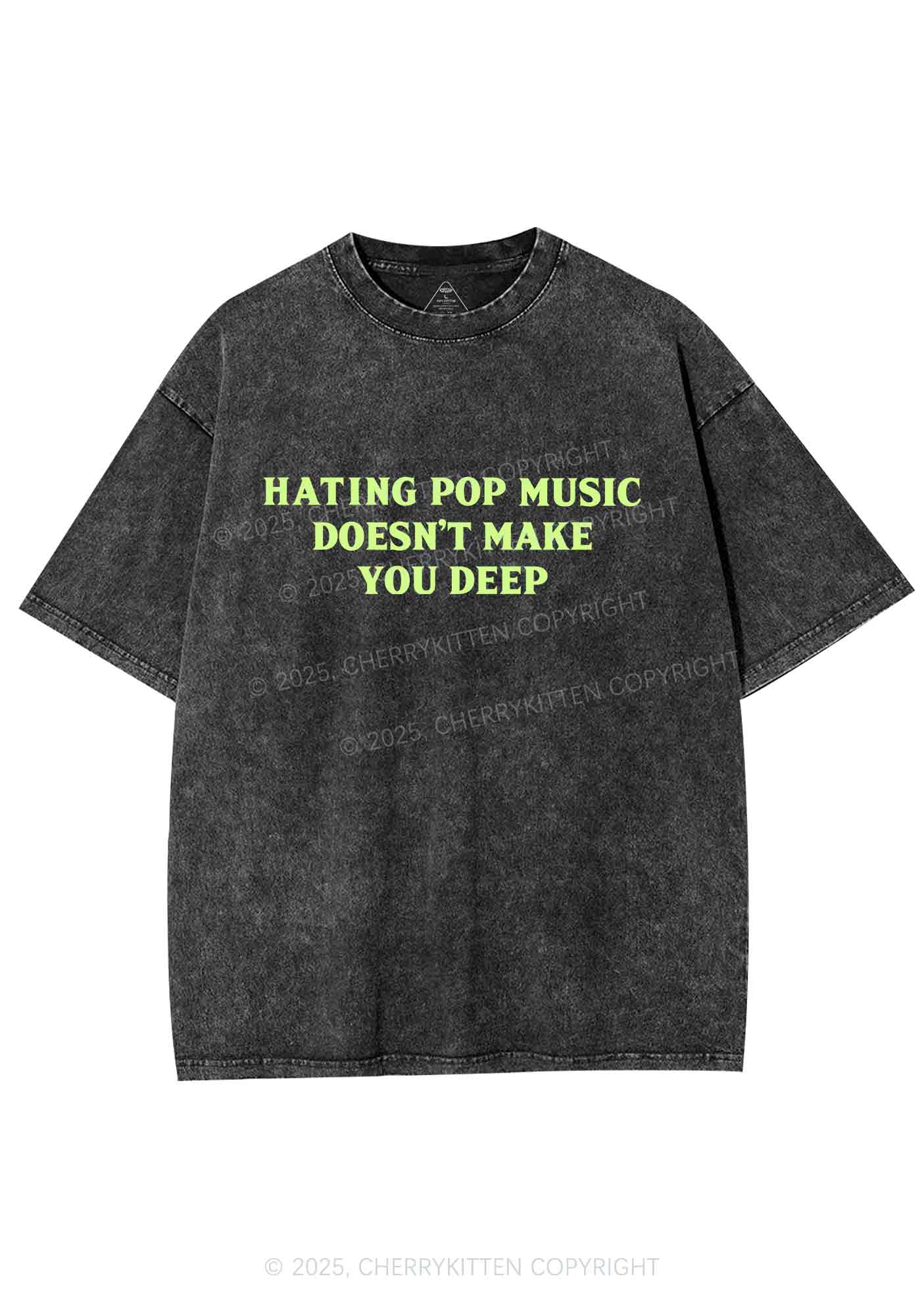 Hating Pop Music Y2K Shirts Washed Tee Cherrykitten