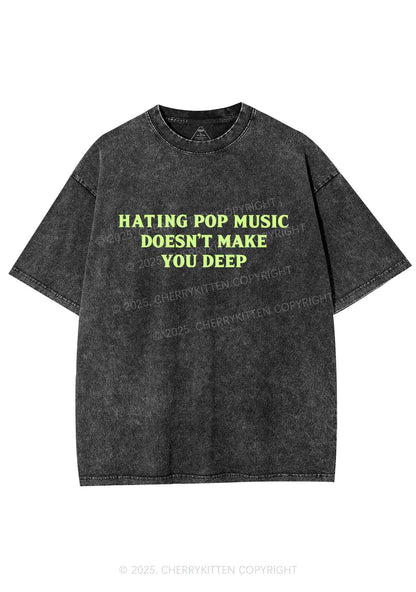 Hating Pop Music Y2K Shirts Washed Tee Cherrykitten