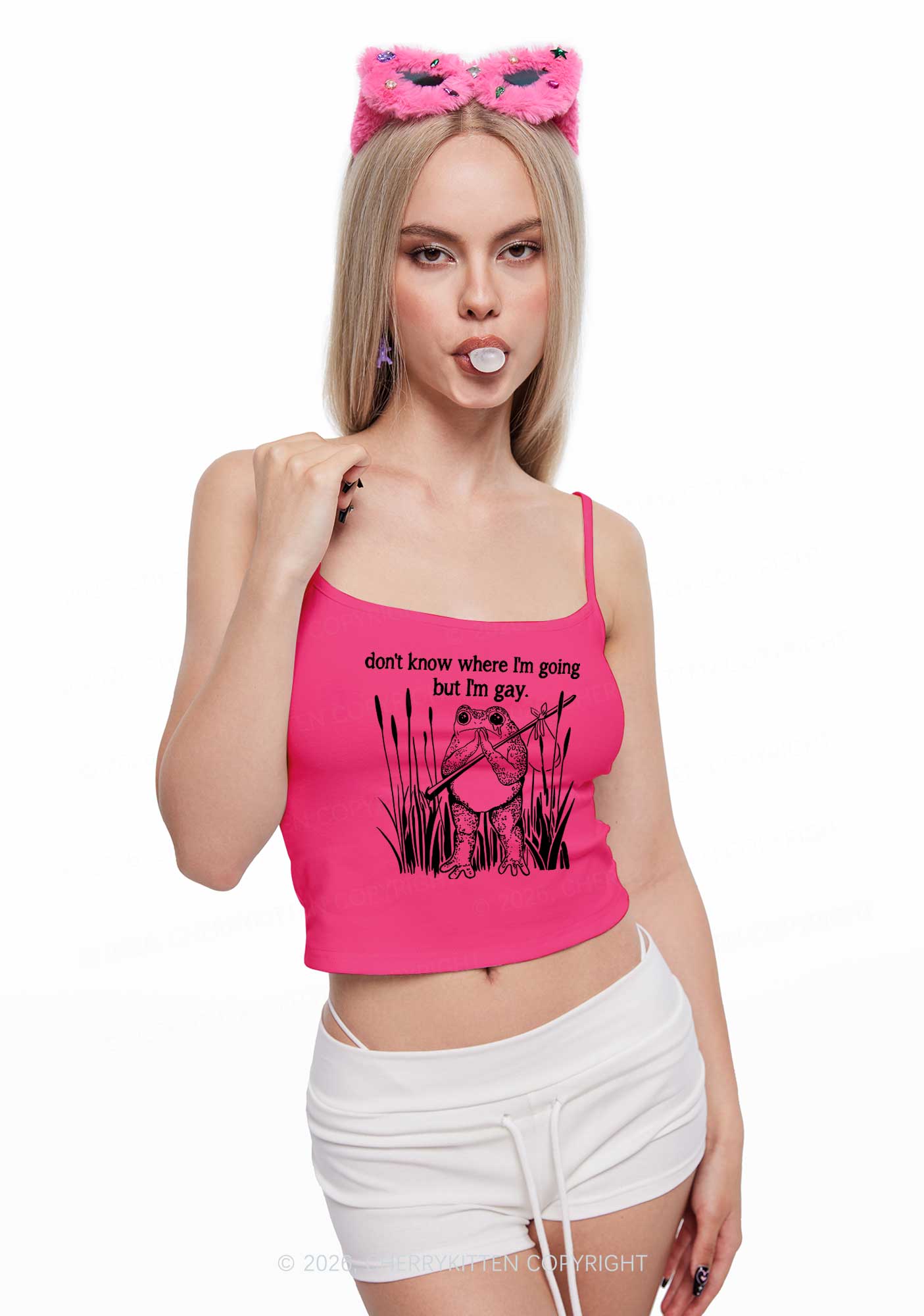 But I Am Gay Frog Pride Y2K Spaghetti Strap Cami Cherrykitten