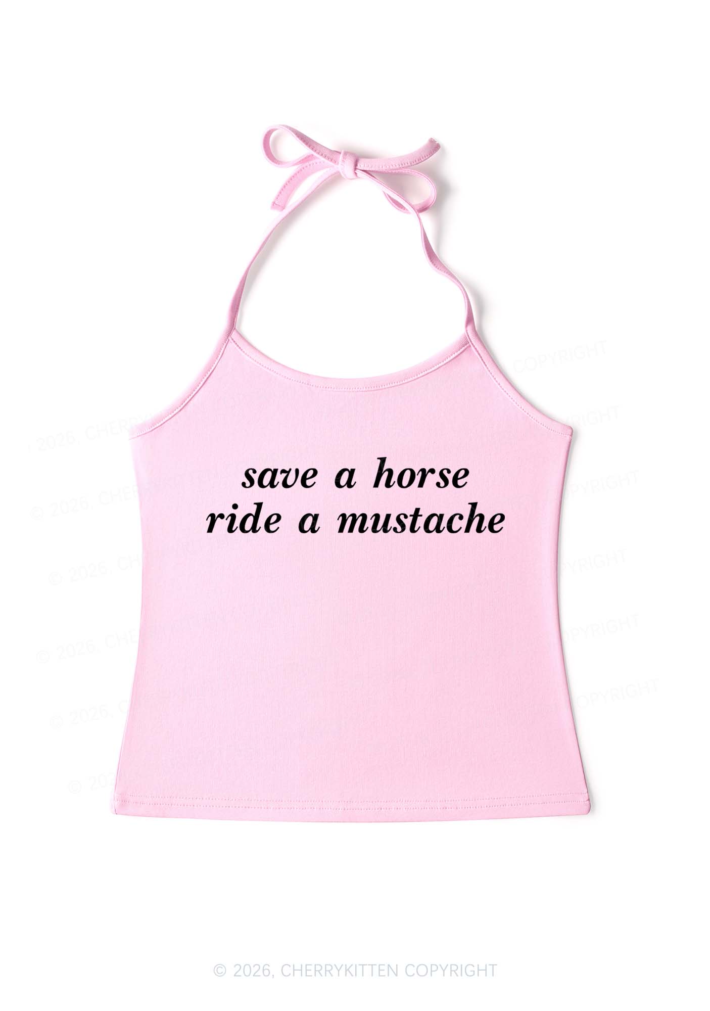 Ride A Mustache Y2K Halter Neck Cami Cherrykitten