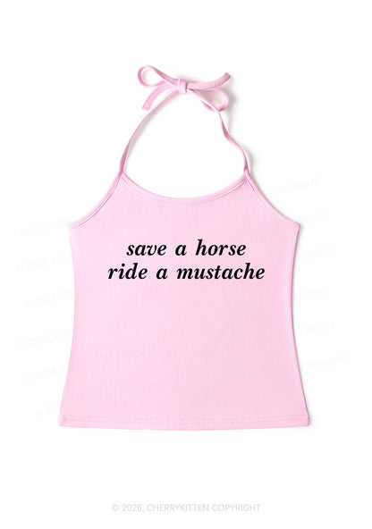 Ride A Mustache Y2K Halter Neck Cami Cherrykitten