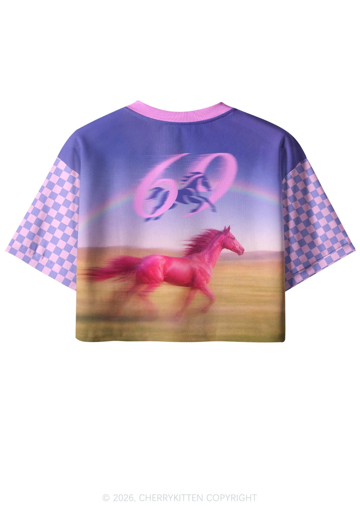 Red Horse Hoe Y2K Crop Sport Jersey Shirts Cherrykitten