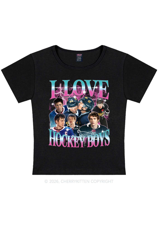Pink Blue Gradient I Love Hockey Boys HR Y2K Baby Tee Cherrykitten