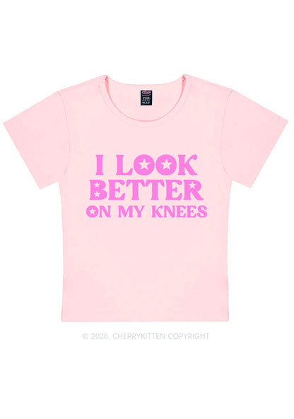 I Look Better On My Knees Y2K Baby Tee Cherrykitten