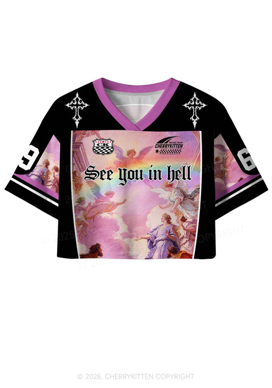See You In Hell Angel Pride Y2K Crop Sport Jersey Shirts Cherrykitten
