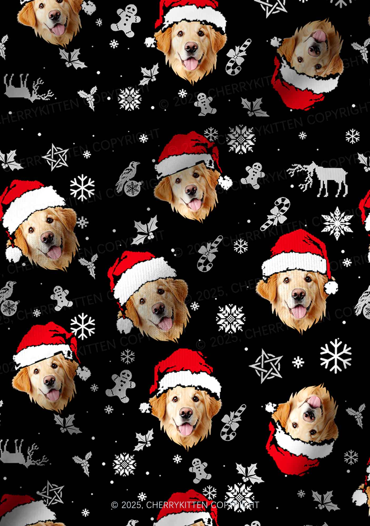 Custom Dog Face Y2K Print Long Sleeve Pajama Set Cherrykitten