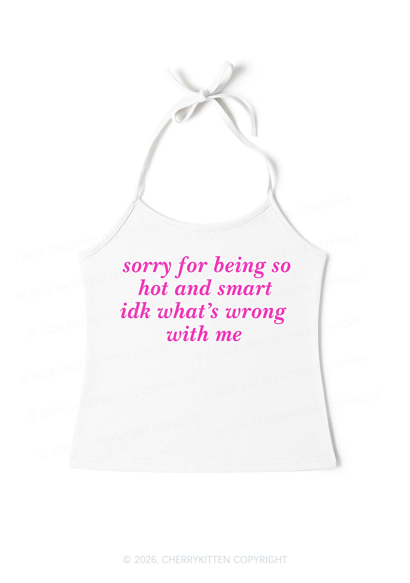 Sorry For Being So Smart Y2K Halter Neck Cami Cherrykitten