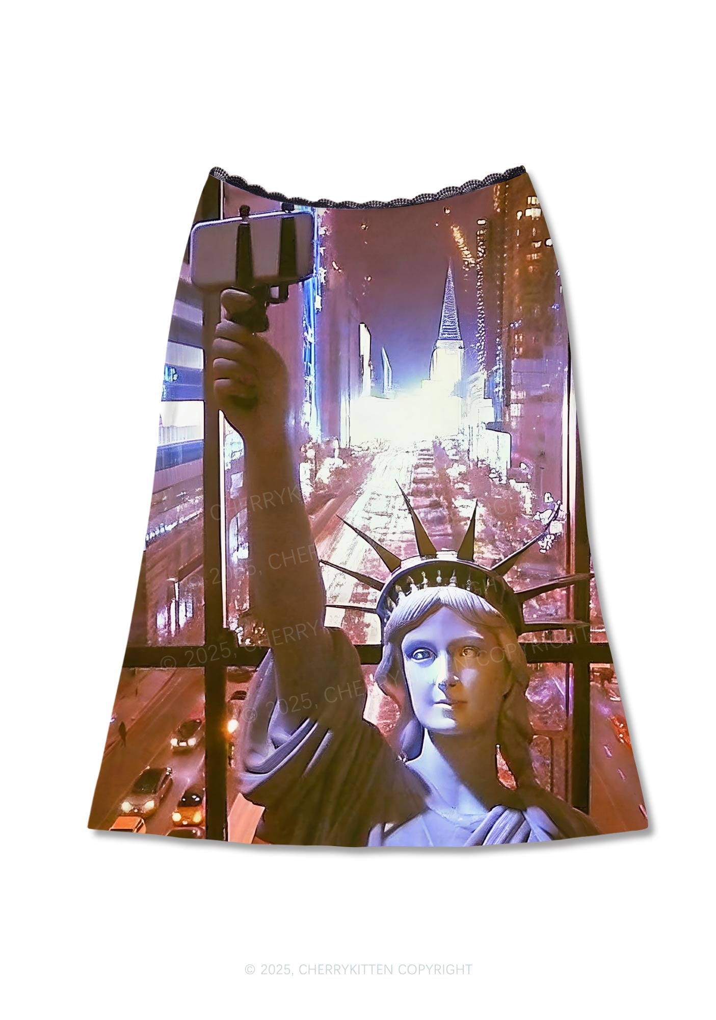 Lady Torch Y2K Print Midi Skirt Cherrykitten