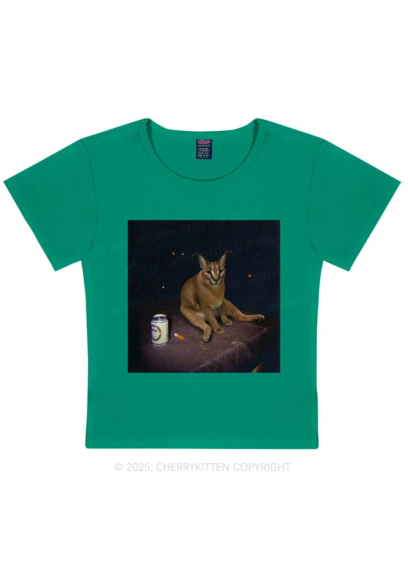 Drinking Floppa Y2K Baby Tee Cherrykitten