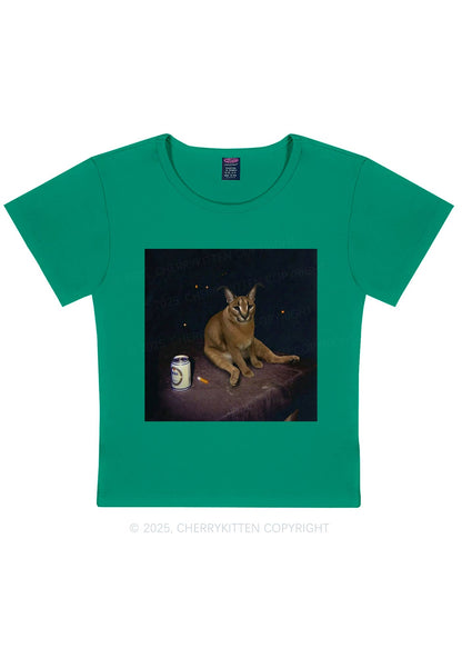 Drinking Floppa Y2K Baby Tee Cherrykitten