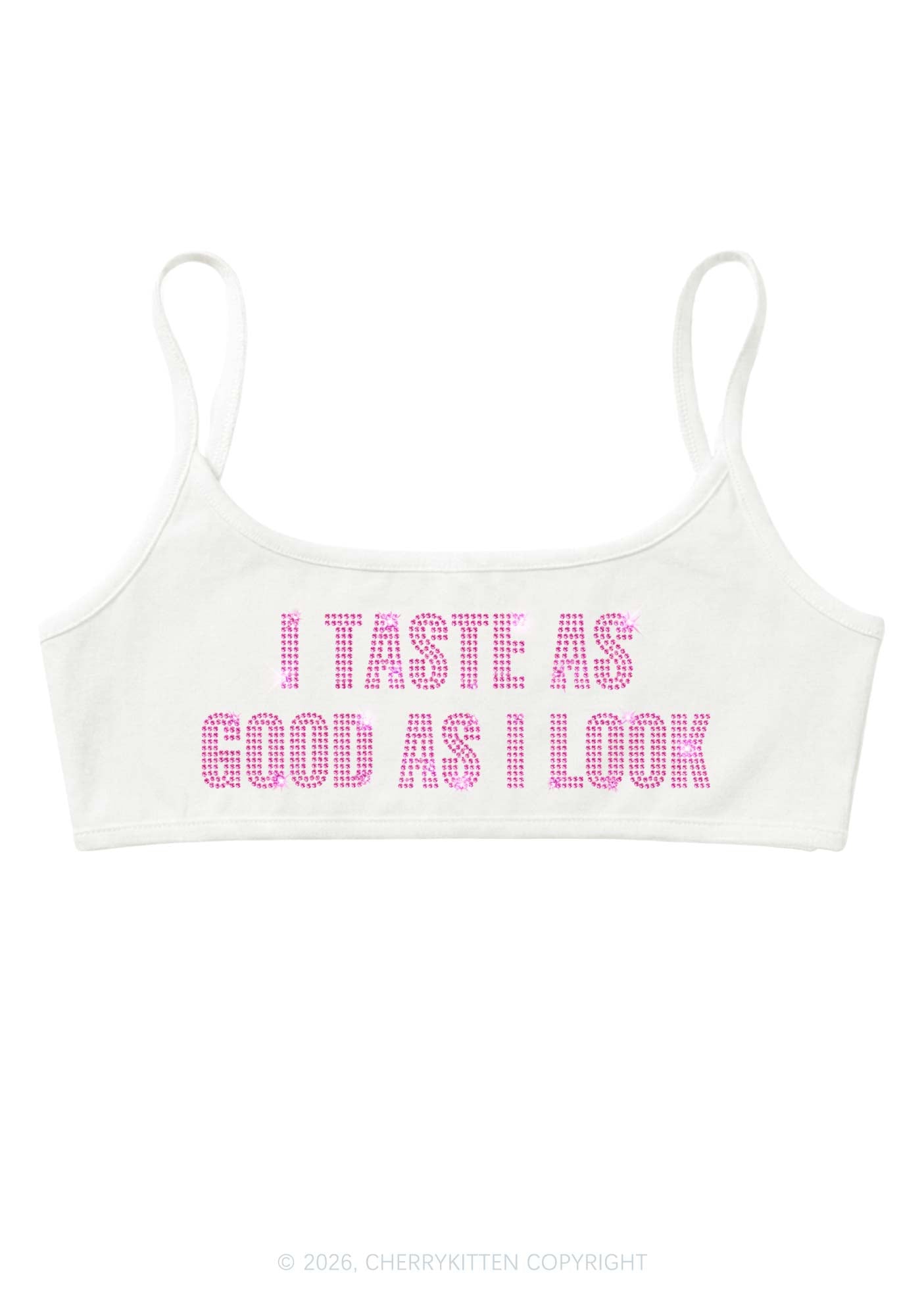 Rhinestone Taste Good Y2K Super Crop Cami Cherrykitten