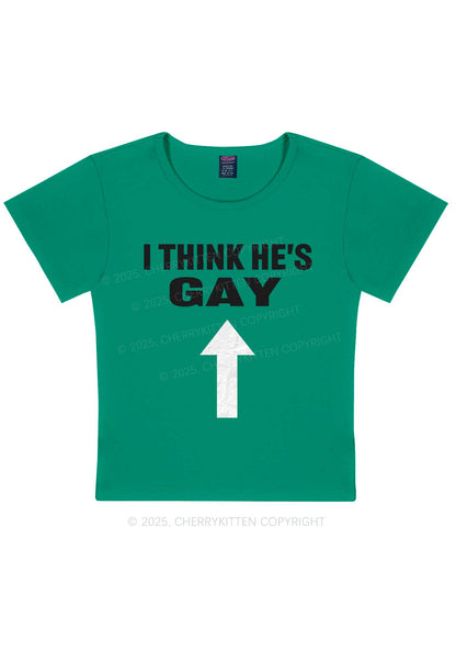 He Is Gay Y2K Baby Tee Cherrykitten