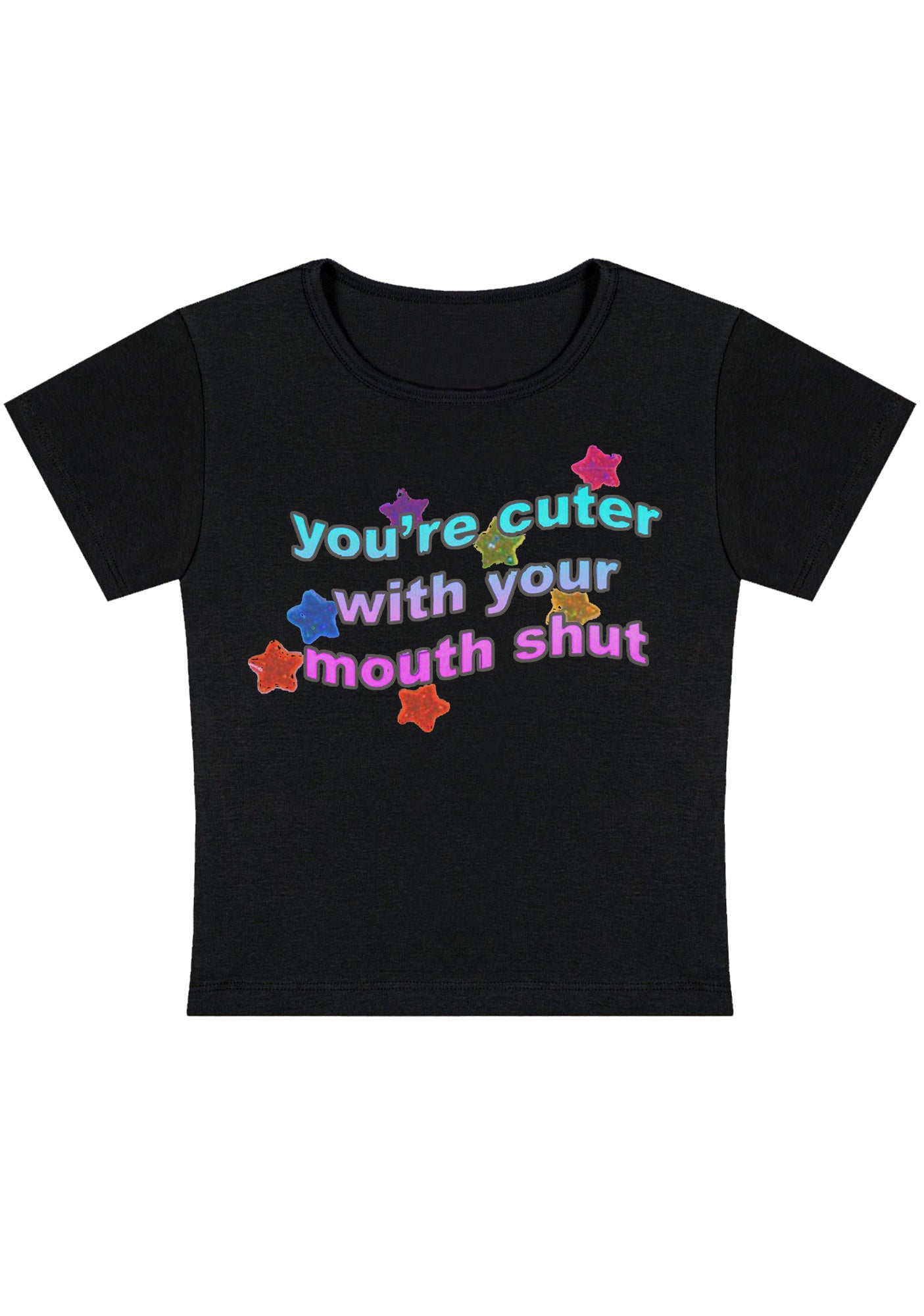 Curvy You're Cuter With Your Mouth Shut Baby Tee