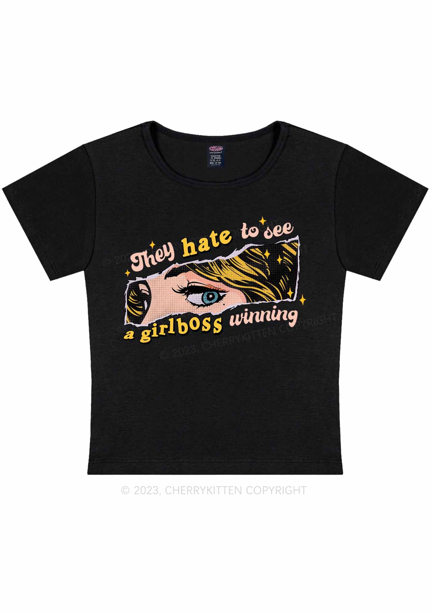Curvy Girlboss Winning Y2K Baby Tee Cherrykitten