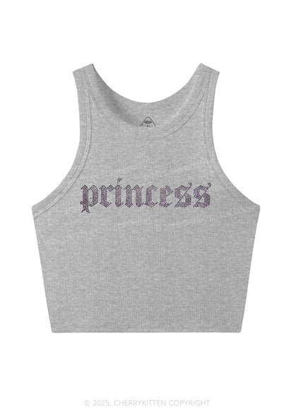 Rhinestone Princess Y2K Crop Tank Top Cherrykitten