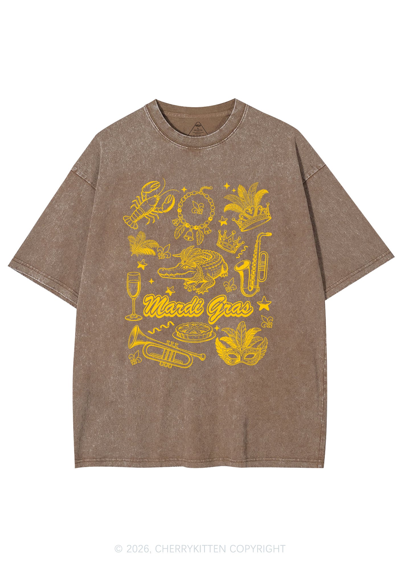 Mardi Gras Symbols Y2K Shirts Washed Tee Cherrykitten