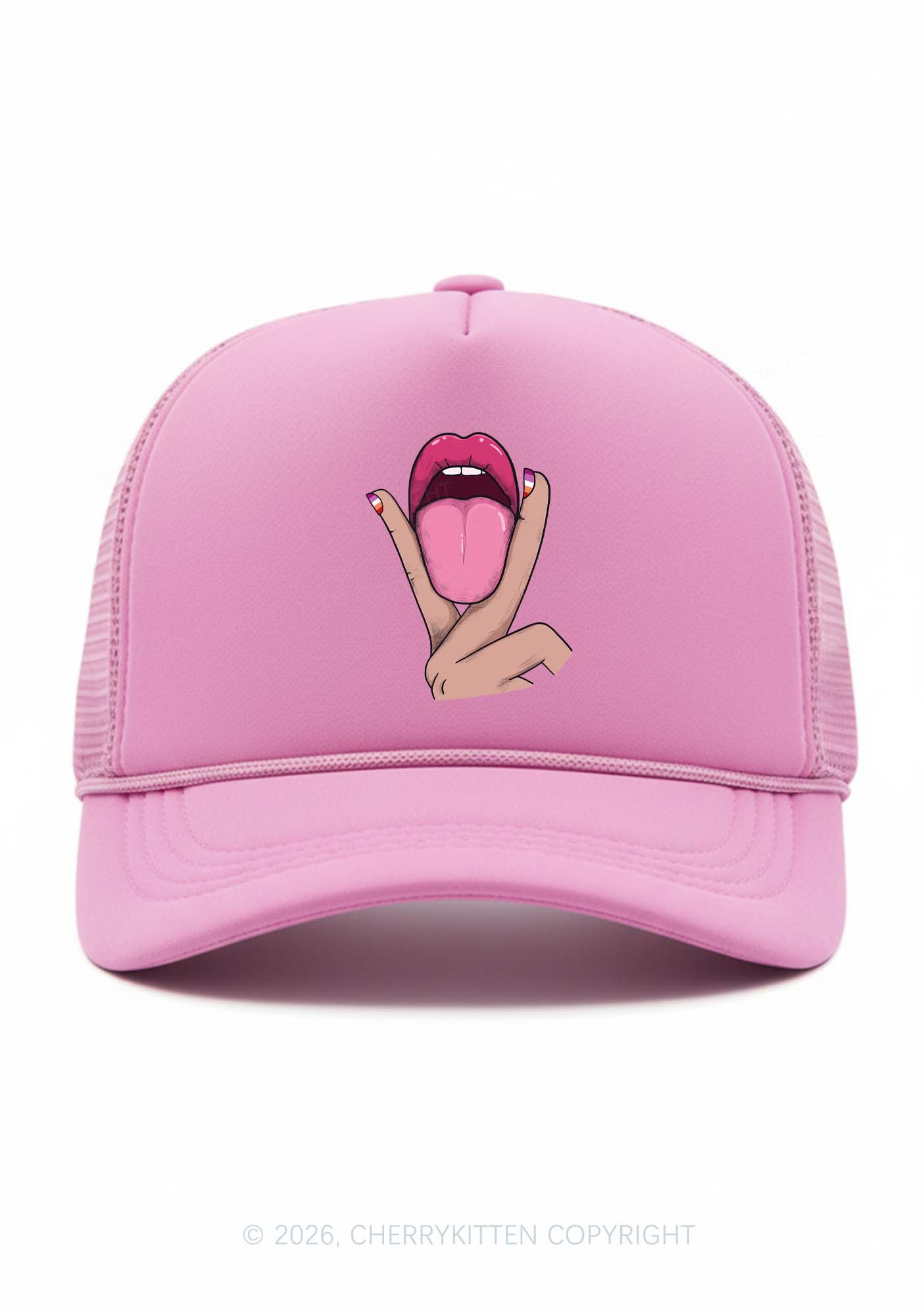 Lesbian Kissing Pride Y2K Trucker Hat Cherrykitten